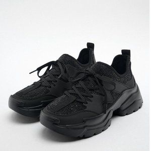 Zara BNWT Rhinestone sneakers, Running shoes